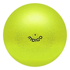 Мяч для художественной гимнастики INDIGO, IN119-LI, диам. 15 см, ПВХ, лимонный металлик с блестками