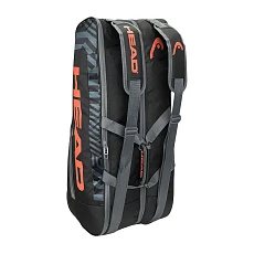 Сумка-чехол HEAD Base Racquet Bag M, 261313-BKOR, с карманом, для 6 тен.ракеток, черно-оранжевый