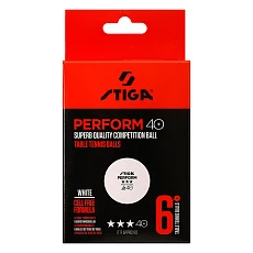 Мяч для наст. тенниса Stiga Perform 3***, 40+, 520-05,  пластик, ITTF Appr., уп.6 шт, бел