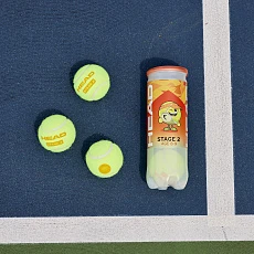 Мяч теннисный детский HEAD Stage 2 Orange, 578423,уп.3 шт, фетр,нат.резина,желто-оранжевый