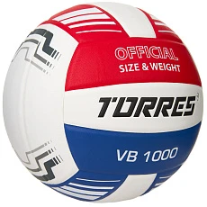 Мяч вол. TORRES VB 1000, V32415, р.5, синт.кожа (микрофибра), клееный, бут.кам, бел-син-красный