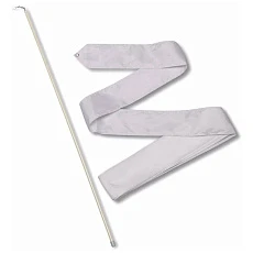 Лента гимнастическая с палочкой 50см, СЕ4-W, дл.4м, пластик, металл, полиэстер, белый