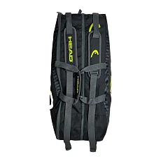 Сумка-чехол HEAD Base Racquet Bag M, 261413-BKNY, с карманом, на 6 тен.ракеток, черно-салатовый
