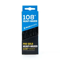 Шнурки для коньков Blue Sports Pro Gold Heavy Waxed, 903009-BKWH-274, полиэстер, 274см, черно-белый