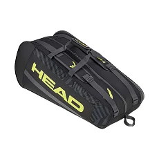 Сумка-чехол HEAD Base Racquet Bag M, 261413-BKNY, с карманом, на 6 тен.ракеток, черно-салатовый