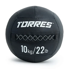 Медбол TORRES 10 кг, AL312510, ПВХ/ПУ, диаметр 35 см, черный
