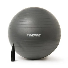 Мяч гимн. TORRES, FB122585, диам. 85 см, эласт. ПВХ, с защ.от взрыва,с насосом, серый