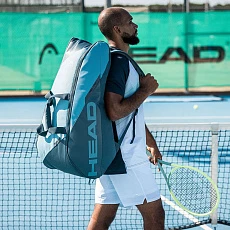 Сумка-чехол HEAD Tour Racquet Bag L, 260713-CB, с карманом для 9 тен.ракеток, сине-темно.бирюзовый