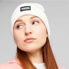 Шапка PUMA Ribbed Classic Cuff Beanie, 02403806, 100% акрил, белый