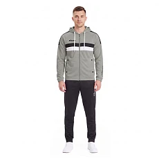 Костюм спорт. муж. с капюш. MIKASA MT550/151-0056-L, р. L, 100% полиэстер, серо-бело-черный