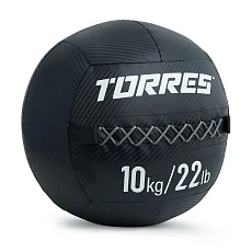 Медбол TORRES 10 кг, AL312510, ПВХ/ПУ, диаметр 35 см, черный
