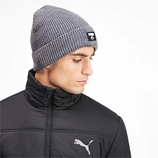 Шапка PUMA Ribbed Classic Beanie, 02170905, 100% акрил, серый