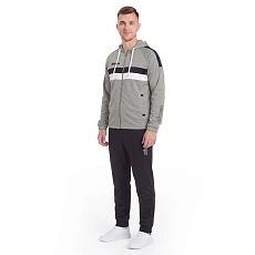 Костюм спорт. муж. с капюш. MIKASA MT550/151-0056-L, р. L, 100% полиэстер, серо-бело-черный
