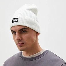 Шапка PUMA Ribbed Classic Cuff Beanie, 02403806, 100% акрил, белый