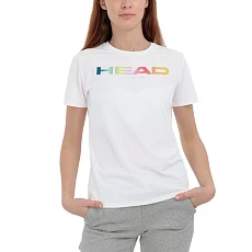 Футболка женская HEAD Rainbow T-Shirt W 814445-WH-L, р.L, полиэстер, хлопок, эластан, белый