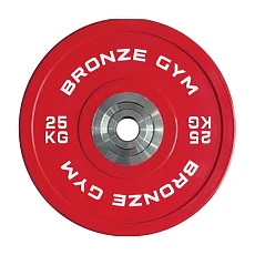 Диск олимпийский BRONZE GYM тяжелоатлетический красный 25 кг