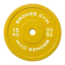 Диск олимпийский BRONZE GYM тяжелоатлетический желтый 15 кг