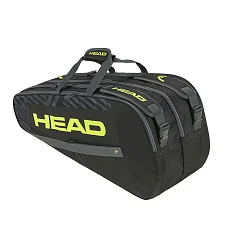 Сумка-чехол HEAD Base Racquet Bag M, 261413-BKNY, с карманом, на 6 тен.ракеток, черно-салатовый