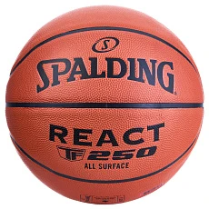Мяч баск. SPALDING TF-250 React 76968z, р.6, FIBA Approved, композит. кожа (ПУ), коричнево-черный