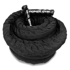 Канат тренировочный BRONZE GYM 3.8см.х12м.,9кг. (с защитным рукавом)