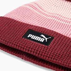 Шапка PUMA Ess Mid Crown Pom Beanie, 02655002, вискоза, полиэстер, нейлон, розово-бордовый