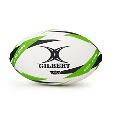 Мяч для регби GILBERT G-TR3000, 42098204, р.4, резина, ручная сшивка, бело-салатово-черный