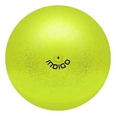 Мяч для художественной гимнастики INDIGO, IN119-LI, диам. 15 см, ПВХ, лимонный металлик с блестками