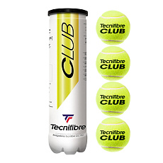 Мяч теннисный Tecnifibre Club 4B, 60CLUB364N, уп.4 шт,одобр.ITF, войлок, нат.резина, желтый