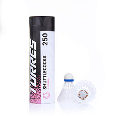 Воланы для бадминтона TORRES 250 (нейлон/пробка), BD23109, уп.6шт.белый, сред.скор.