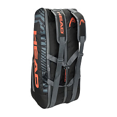 Сумка-чехол HEAD Base Racquet Bag M, 261313-BKOR, с карманом, для 6 тен.ракеток, черно-оранжевый