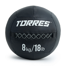 Медбол TORRES 8 кг, AL31258, ПВХ/ПУ, диаметр 35 см, черный