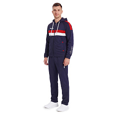 Костюм спорт. муж. с капюш. MIKASA MT550/151-083-L, р. L, 100% полиэстер, темносине-белый