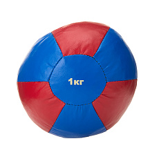 Медбол 3C143-K64, 1кг, иск.кожа, наполнитель резиновая крошка, диам. 16 см, маш сшивка, сине-красный