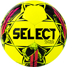 Мяч футзал. SELECT Futsal Attack V22, 1073460559, р.4, 32п, ПУ, руч.сш, желто-зелено-розовый