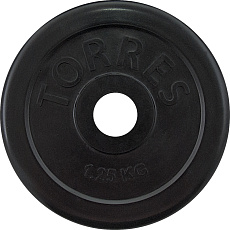 Диск обрезиненный TORRES PL50681, вес 1,25кг., диаметр 25мм.