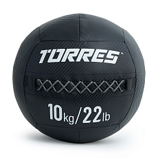 Медбол TORRES 10 кг, AL312510, ПВХ/ПУ, диаметр 35 см, черный