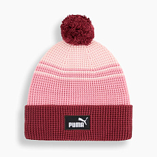 Шапка PUMA Ess Mid Crown Pom Beanie, 02655002, вискоза, полиэстер, нейлон, розово-бордовый