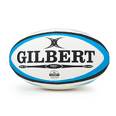 Мяч для регби GILBERT Omega, 41027005, р. 5, резина, ручная сшивка, бело-сине-черный