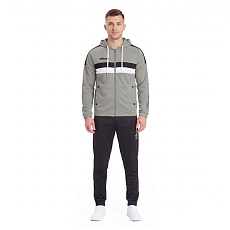 Костюм спорт. муж. с капюш. MIKASA MT550/151-0056-L, р. L, 100% полиэстер, серо-бело-черный