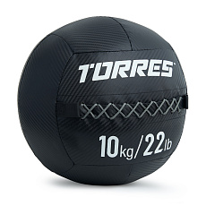 Медбол TORRES 10 кг, AL312510, ПВХ/ПУ, диаметр 35 см, черный