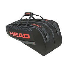 Сумка-чехол HEAD Base Racquet Bag M, 261313-BKOR, с карманом, для 6 тен.ракеток, черно-оранжевый