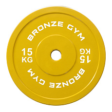 Диск калиброванный BRONZE GYM для пауэрлифтинга желтый 15 кг