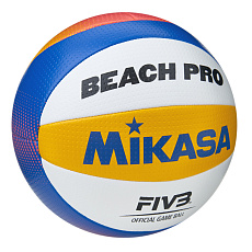 Мяч вол. пляжн. MIKASA BV550C, р.5, FIVB Approved, синт.кожа, маш.сшивка, бело-син-жел