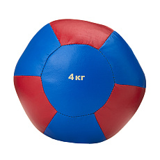Медбол 3C146-K64, 4кг, иск.кожа, наполнитель резиновая крошка, диам. 21 см, маш сшивка, сине-красный
