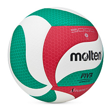 Мяч вол. MOLTEN V5M5000X р. 5, FIVB Approved, 18 панелей, ПУ Microfiber,клеен, бел.-кр.-зел.