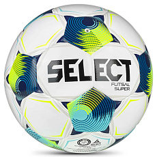 Мяч футзал. SELECT Futsal Super v26 3613471129,р.4, FIFA Quality Pro, 32п,ПУ, гибр.сш, бел-син-лимон