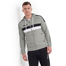 Костюм спорт. муж. с капюш. MIKASA MT550/151-0056-L, р. L, 100% полиэстер, серо-бело-черный