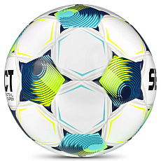 Мяч футзал. SELECT Futsal Super v26 3613471129,р.4, FIFA Quality Pro, 32п,ПУ, гибр.сш, бел-син-лимон