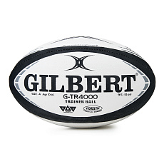 Мяч для регби GILBERT G-TR4000, 42097704, р.4, резина, ручная сшивка, бело-черно-серый